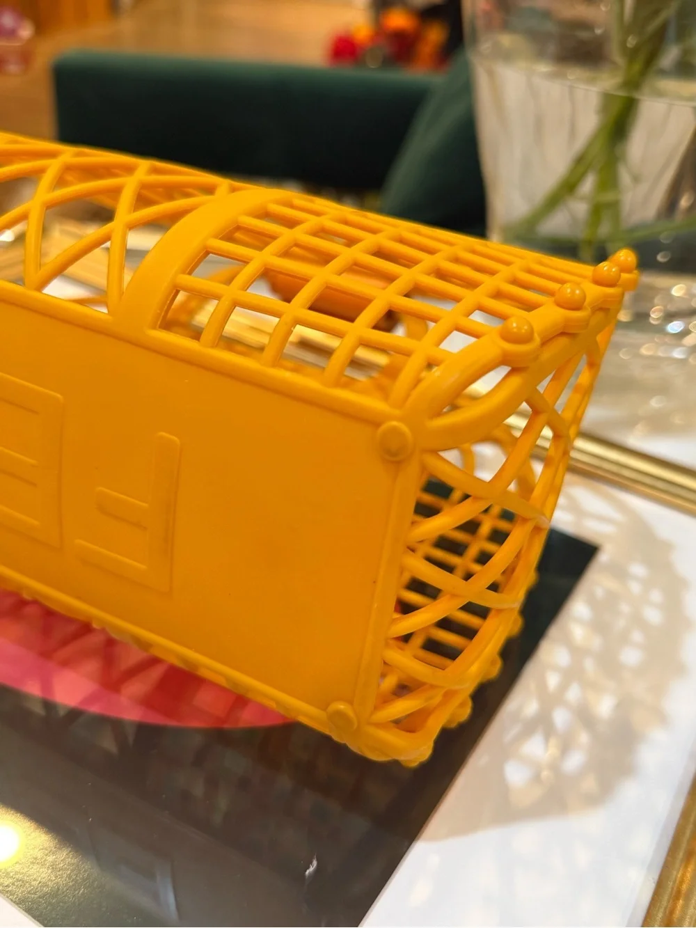 Fendi Yellow-Orange Lattice Logo Tote - Picture 8 of 14